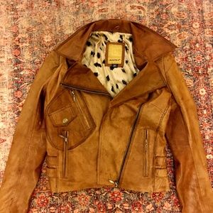 Real Leather Biker Jacket - S/M
